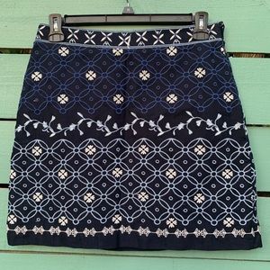 *NWT* Loft Embroidered Navy Skirt